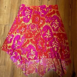 Sweet Pea. orange yellow sheer nylon psychedelic whimsigoth skirt SIZE L